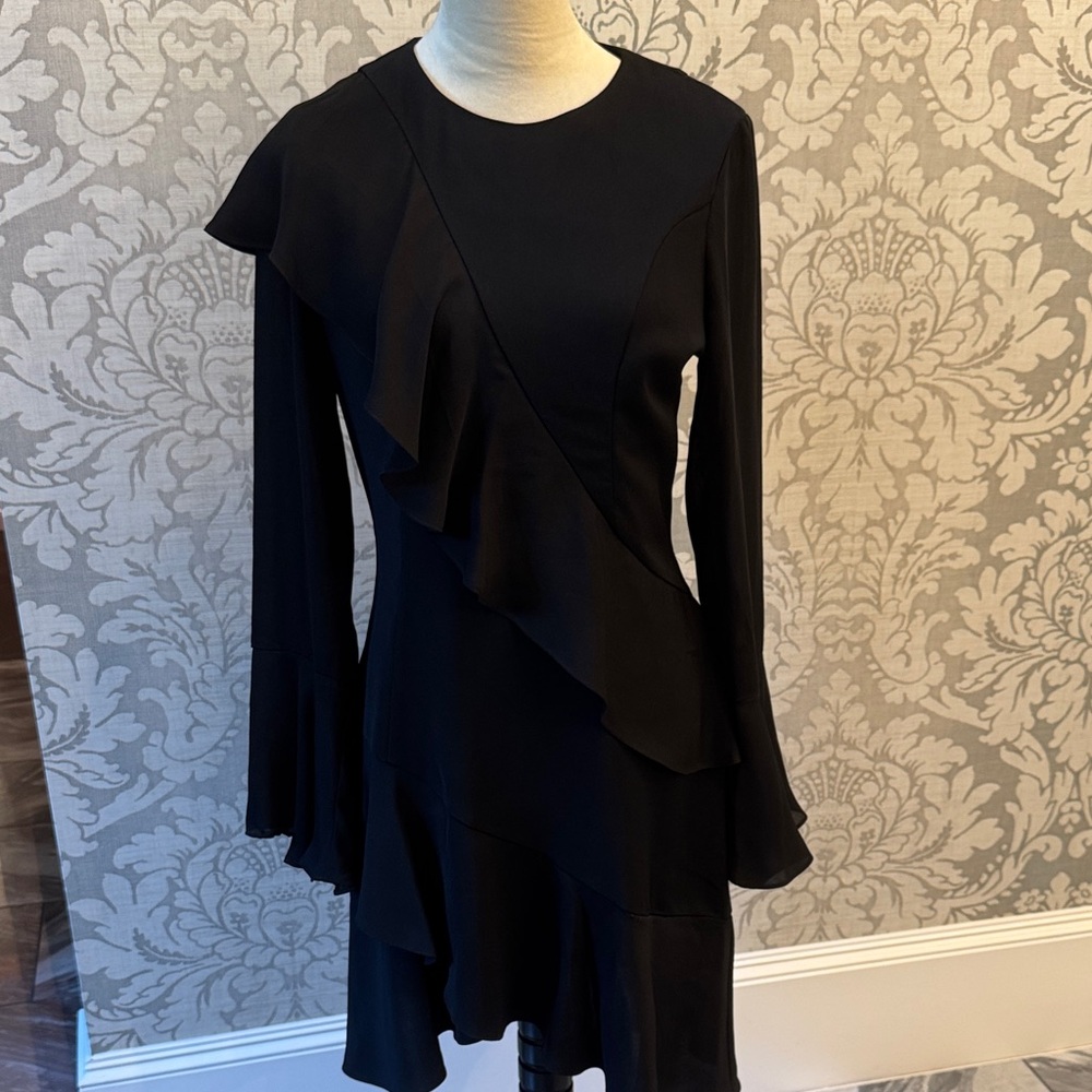 Parker Black Long Sleeve Ruffle Dress